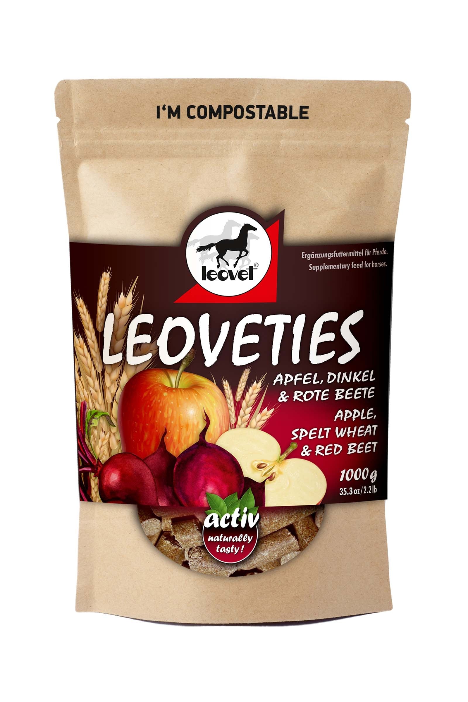 Leovet Leoveties Appel, Spelt tarwe en Rode biet, 1 kg Horse Feed & Nutrition
