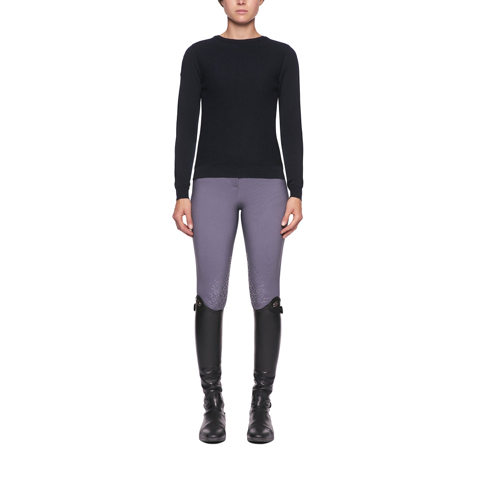 Cavalleria Toscana Wol Gebreide Honingraat Boothals Sweater, dames Dames paardrijkleding