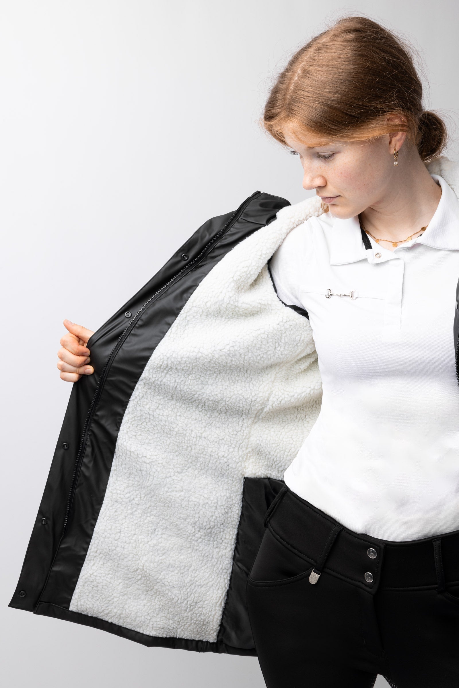 Horze Billie Women's PU Rain Riding Jacket with Fleece Women’s Riding Clothing