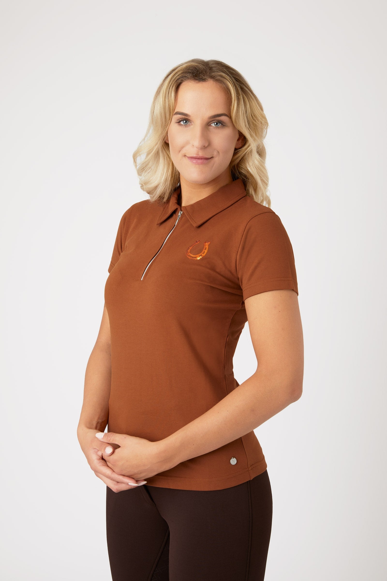 Horze Amy Katoen Stretch Poloshirt, korte mouwen, dames Dames paardrijkleding