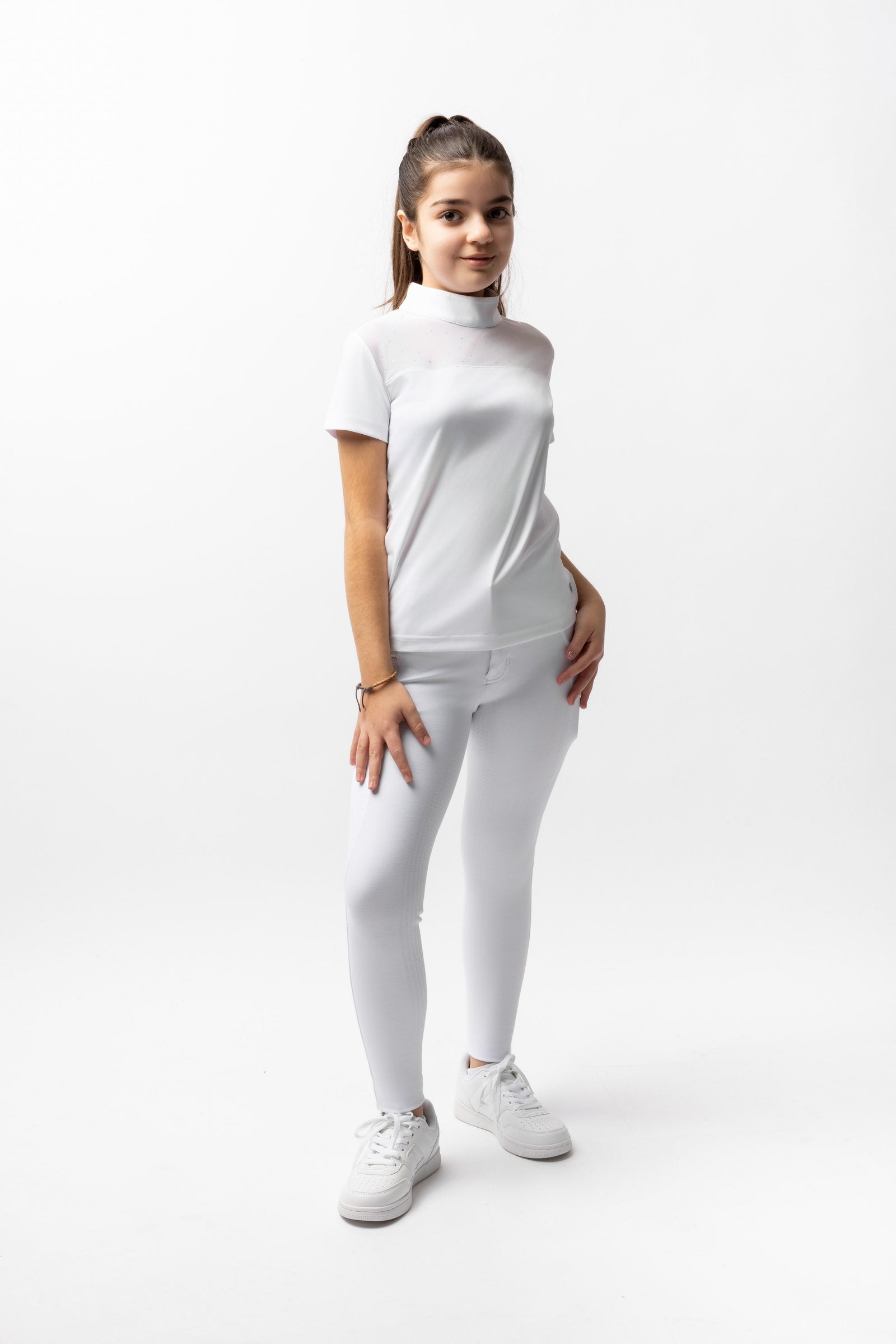 Horze Kaya wedstrijdshirt met strass details, kids Kinder paardrijkleding