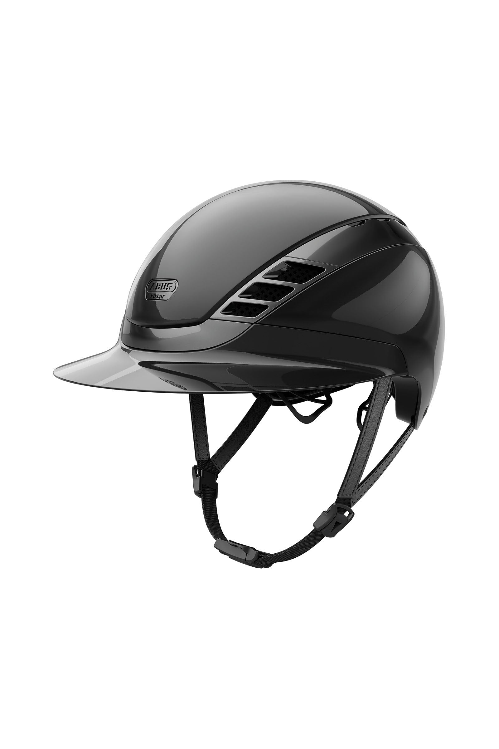 Abus Pikeur AirLuxe Chrome paardrijcap met lange klep Paardrijcaps & Bodyprotectors