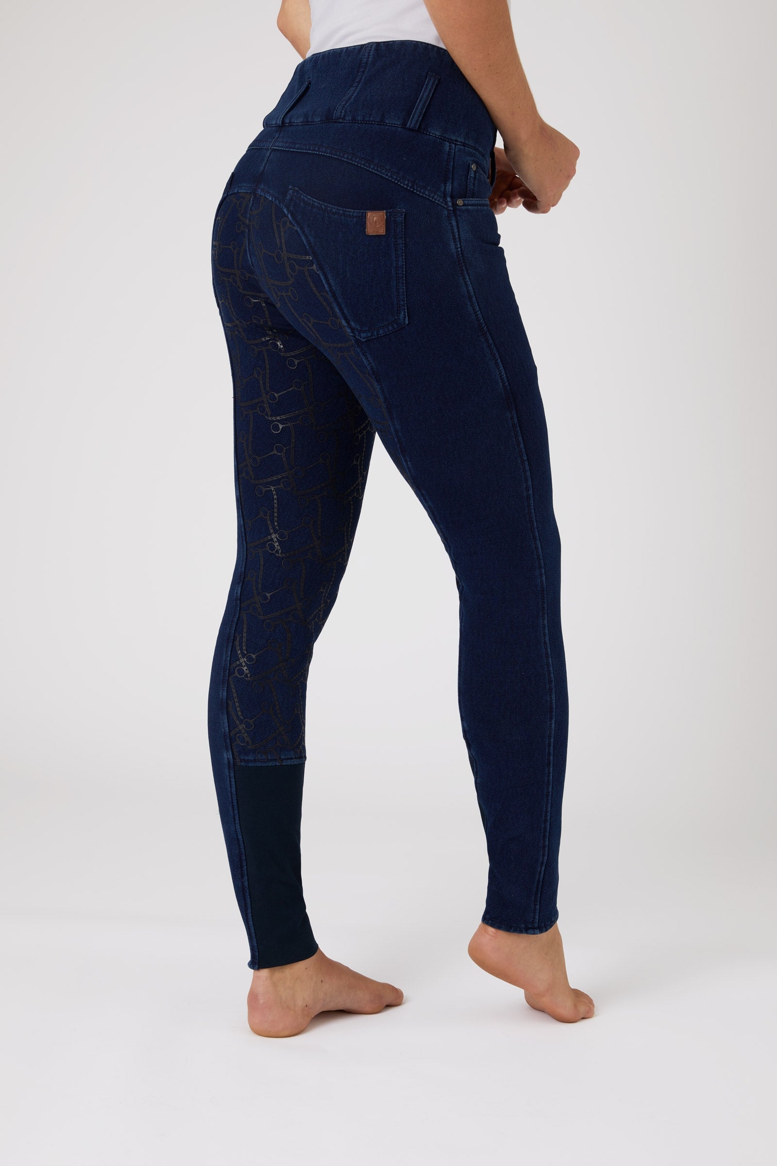 Horze Kacy Denim Thermo Rijbroek met Full Seat, dames Womens Breeches
