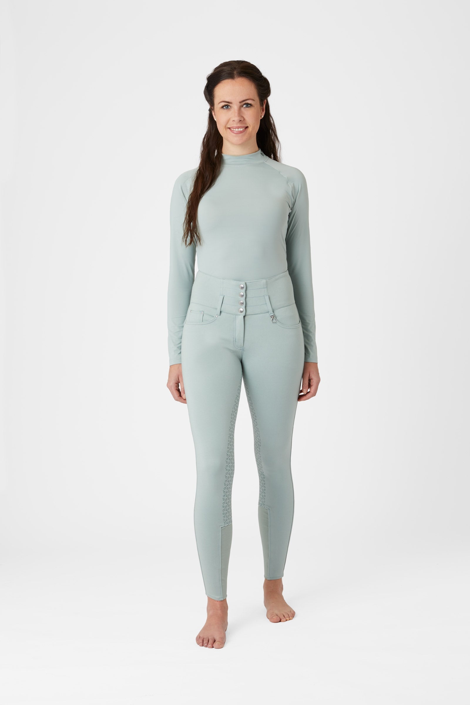 Horze Tara Siliconen FS Rijbroek Hoge Taille, dames, Silver Blue, 40 Horze Tara Siliconen FS Rijbroek Hoge Taille, dames, Silver Blue, 40