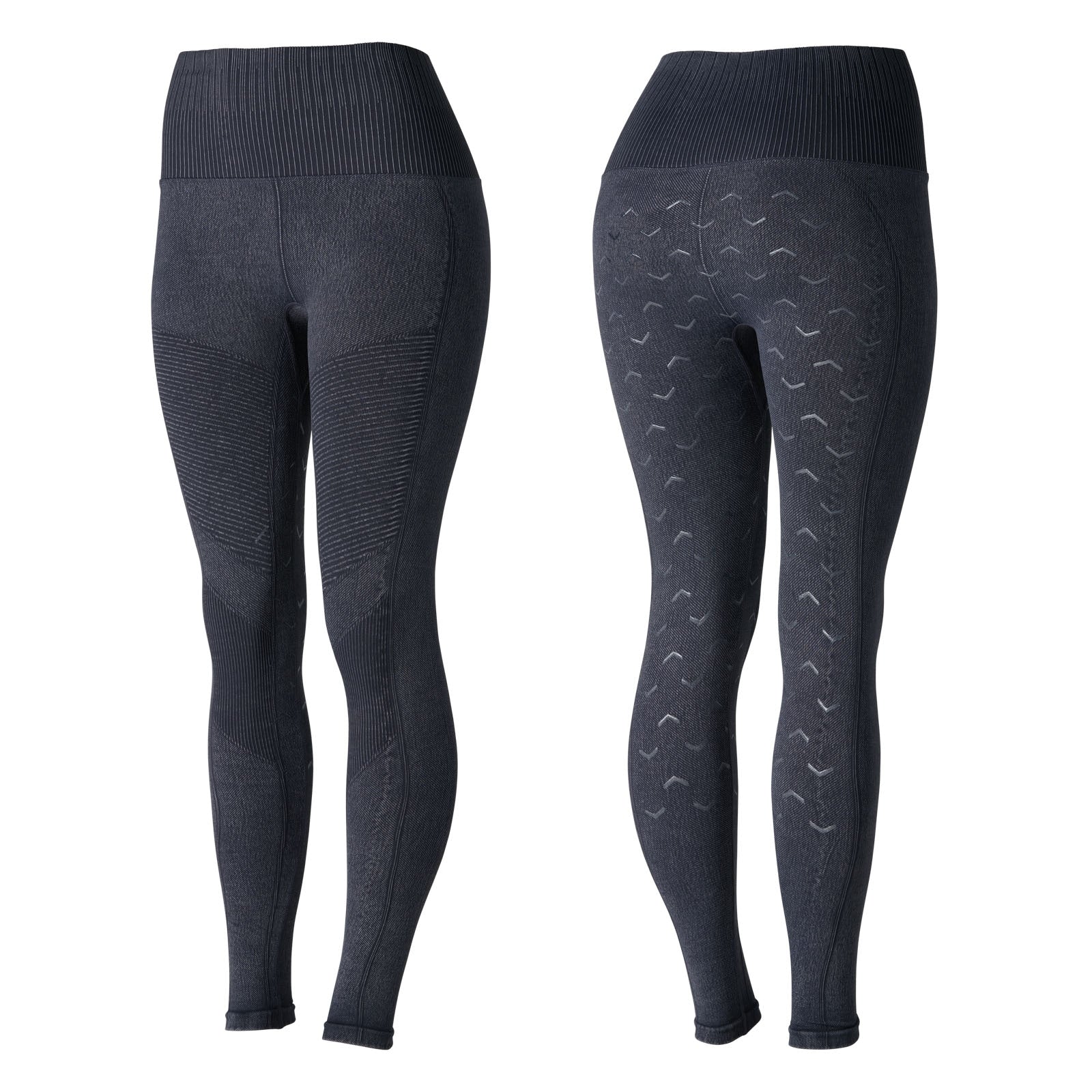 Horze Vanessa Women's Seamless Denim-Look Silicone Full Seat Tights Womens Breeches