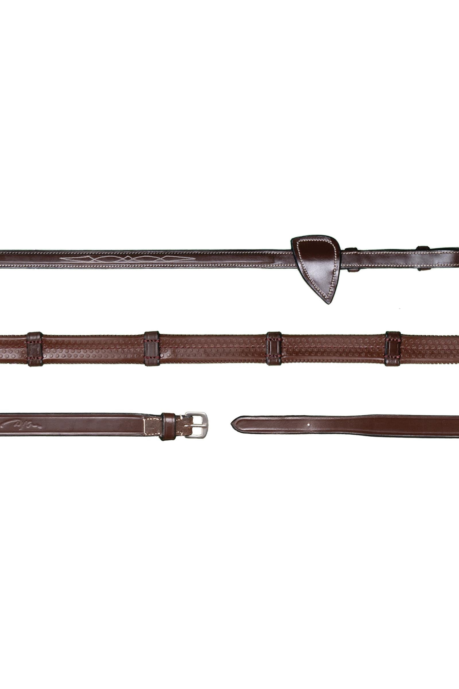 Dy'on US-Collection rubber teugels 13 mm met 7 leren stops Hoofdstellen & Teugels