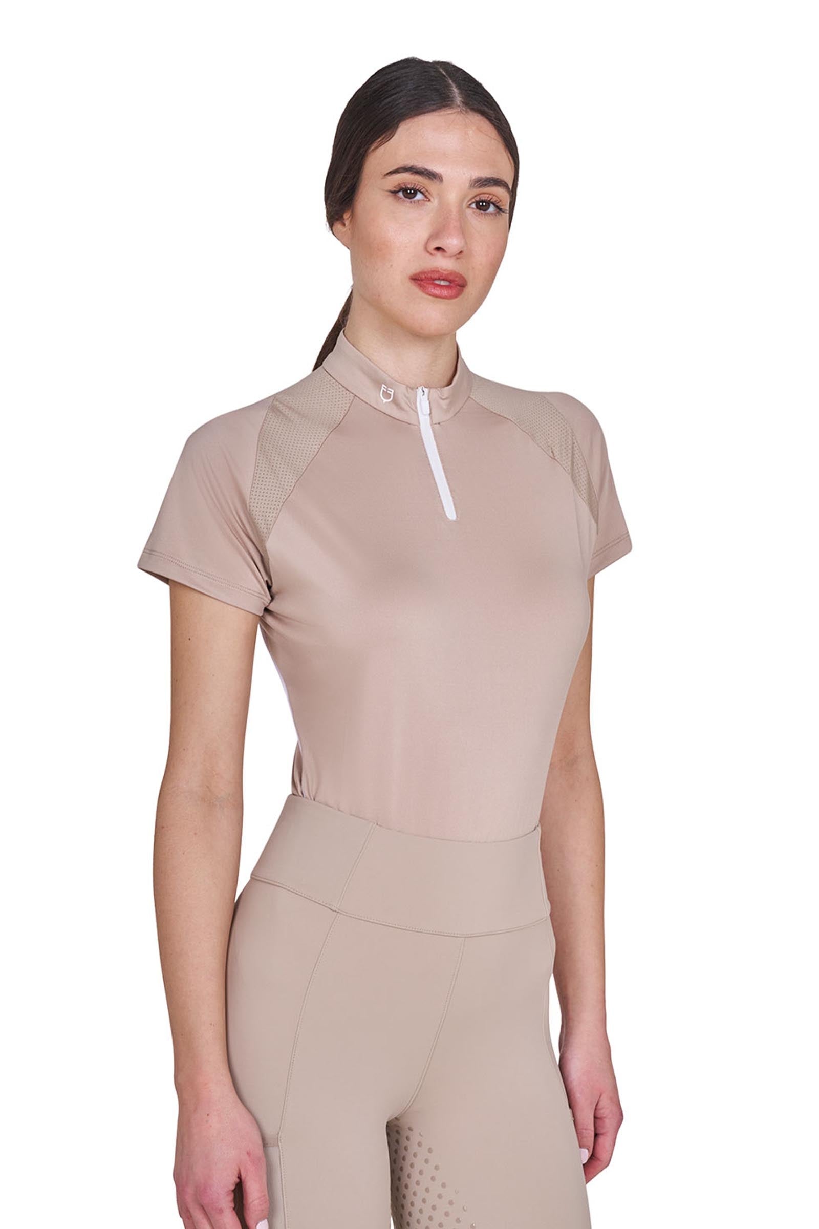 Equestro SS2026 Dames Technische polo korte mouw rits Dames paardrijkleding