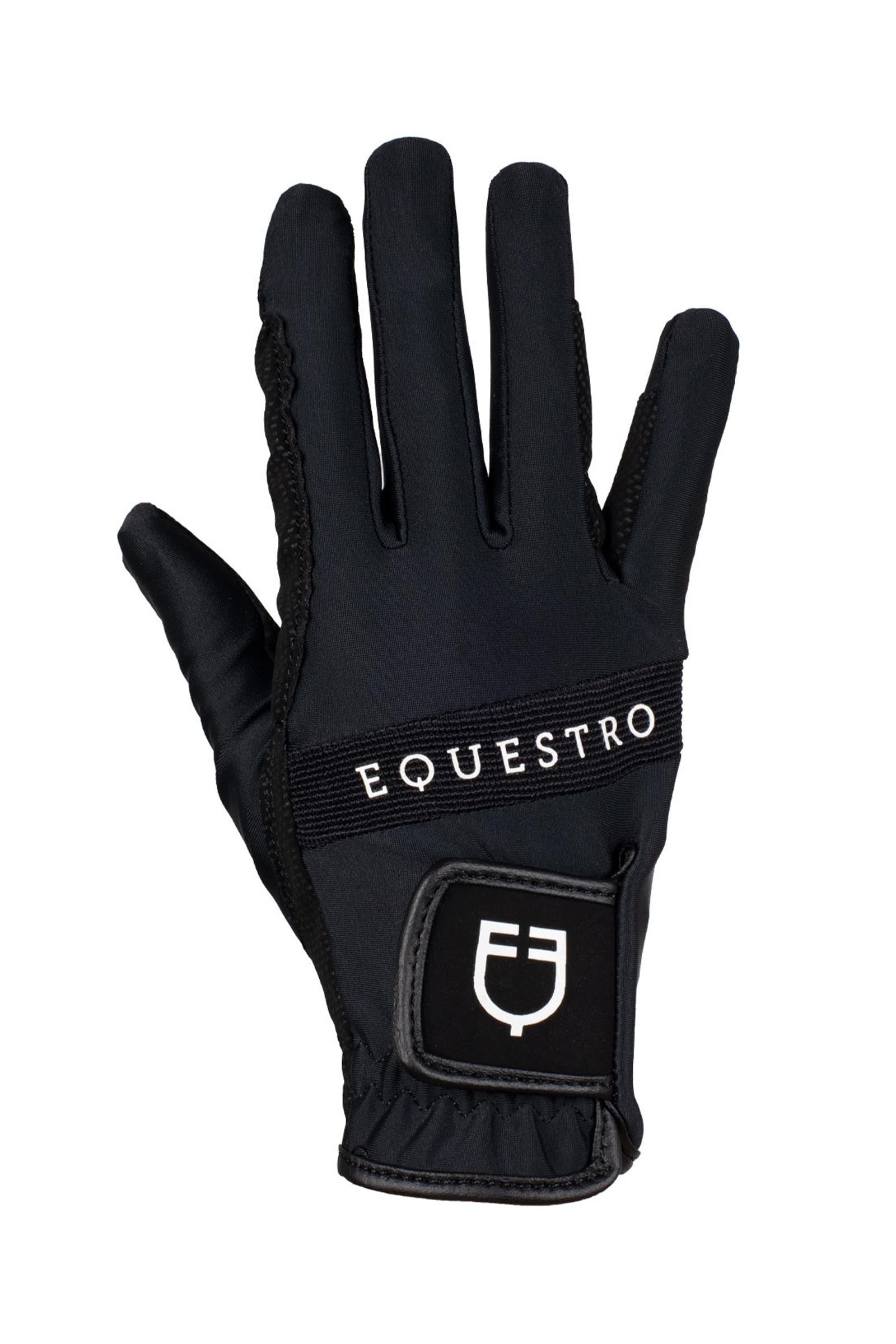 Equestro Gloves in Technical Fabric With Multicolor Logo Riding Gloves
