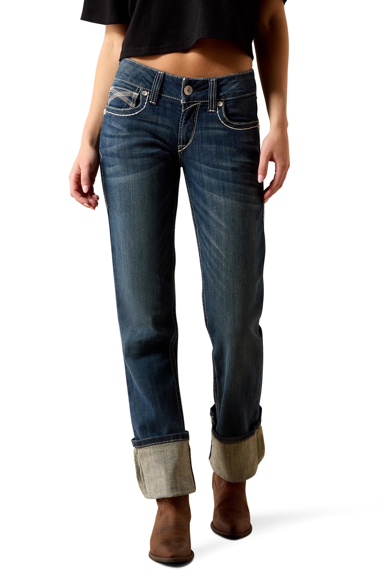Ariat R.E.A.L. Mid Rise Stretch Ivy Stackable Straight Leg Dames straight leg jeans Womens Breeches