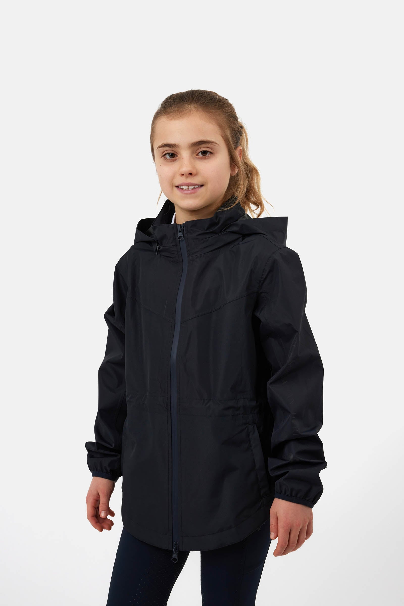 Horze Young Rider Fiora waterdichte jas met opvouwbare capuchon Kinder paardrijkleding