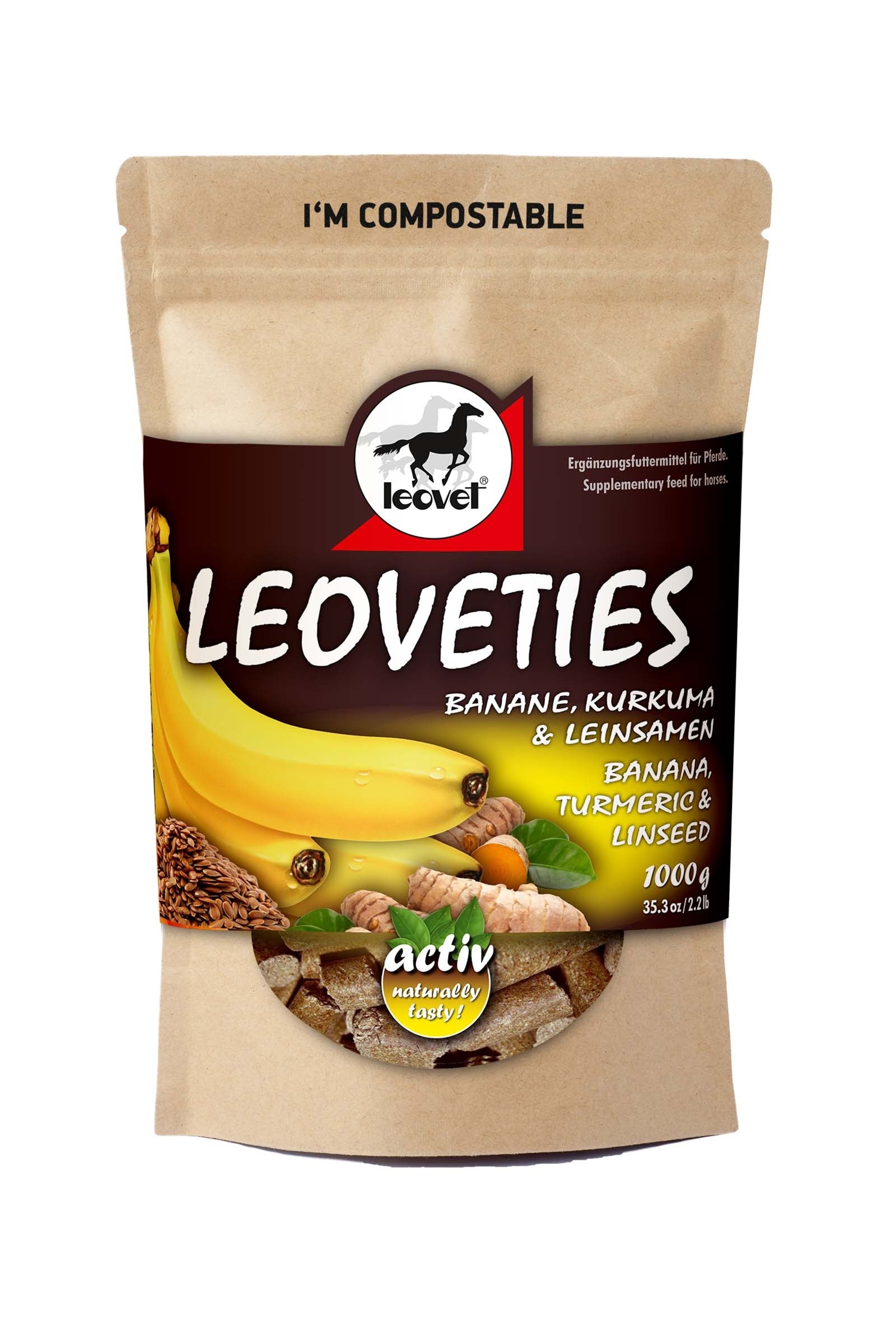 Leovet "Leoveties" Banaan, kurkuma en lijnzaad, 1 kg Horse Feed & Nutrition