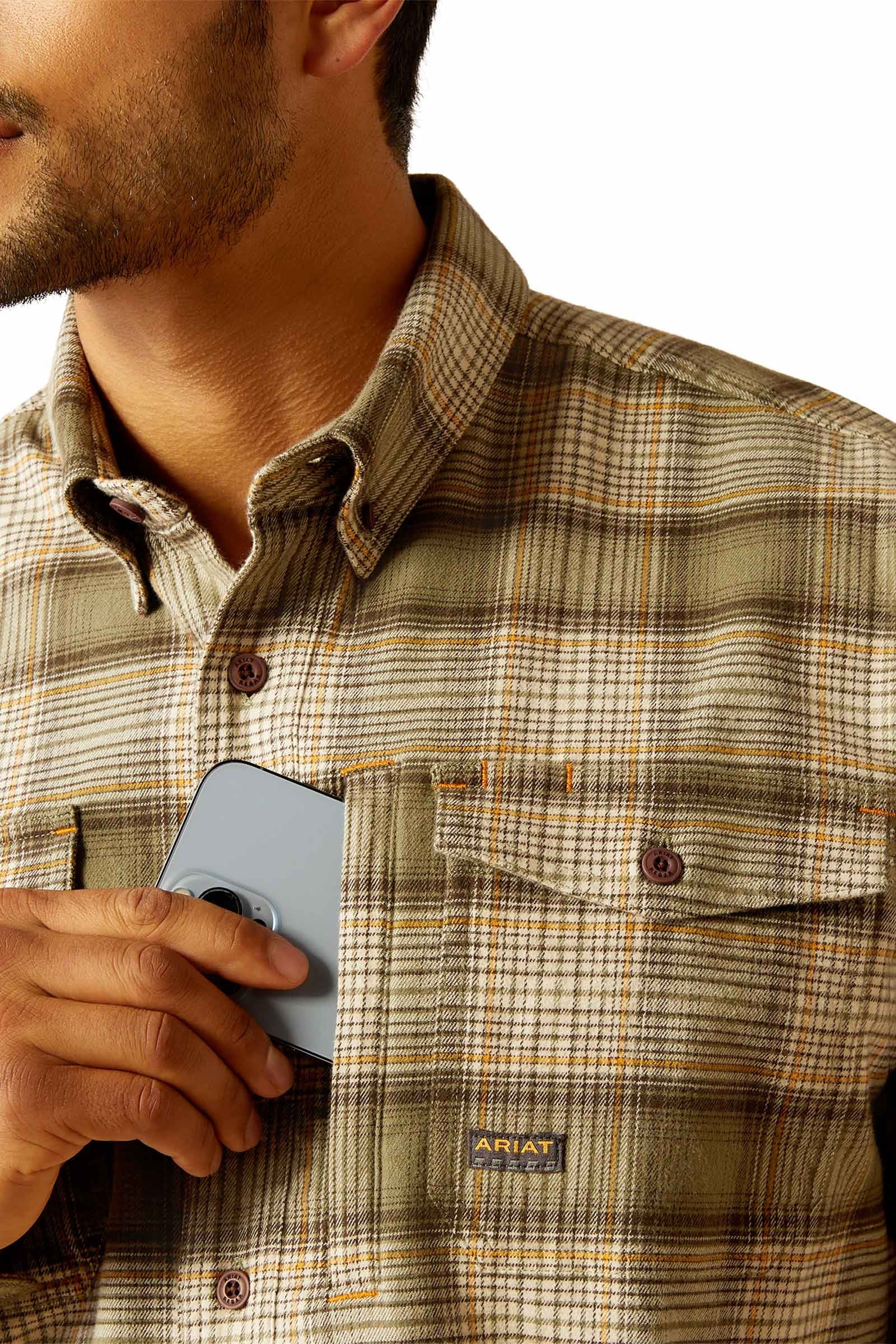 Ariat Rebar Flannel DuraStretch Men's Work Shirt Mens Riding Clothing