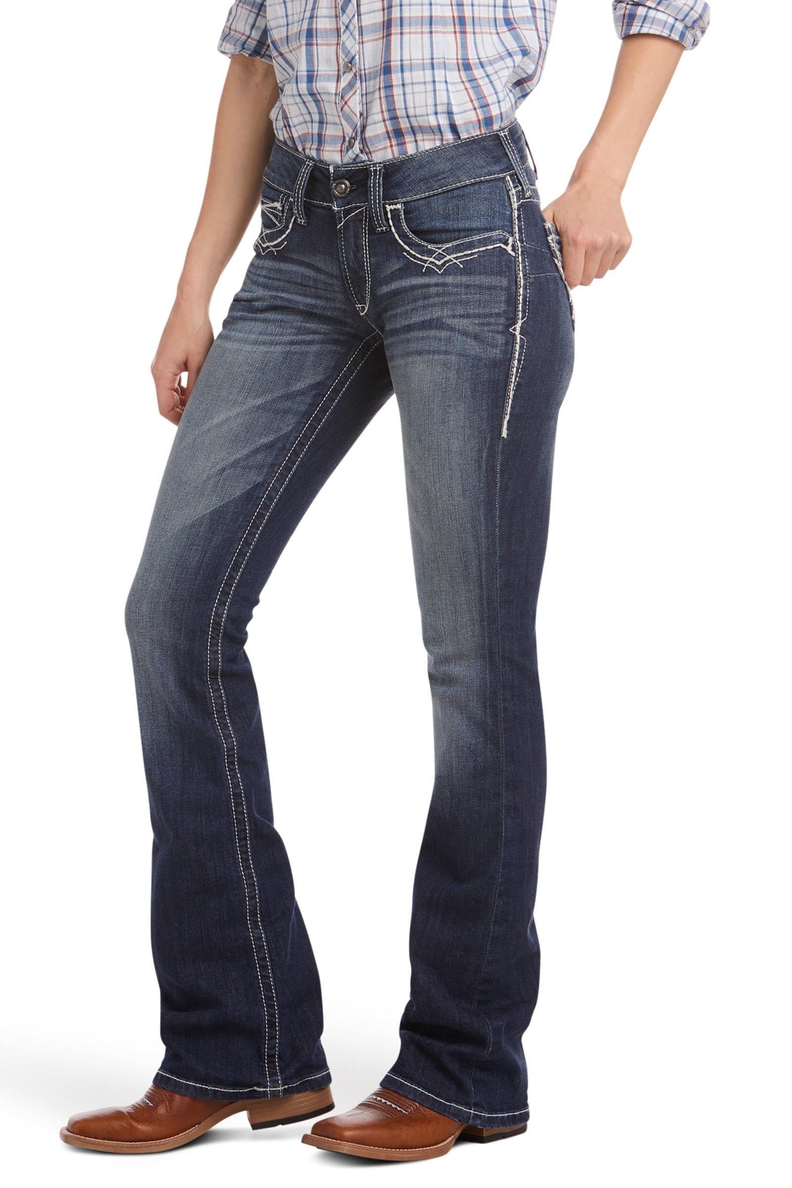 Ariat Women's R.E.A.L. Mid Rise Stretch Entwined Boot Cut Jeans Womens Breeches