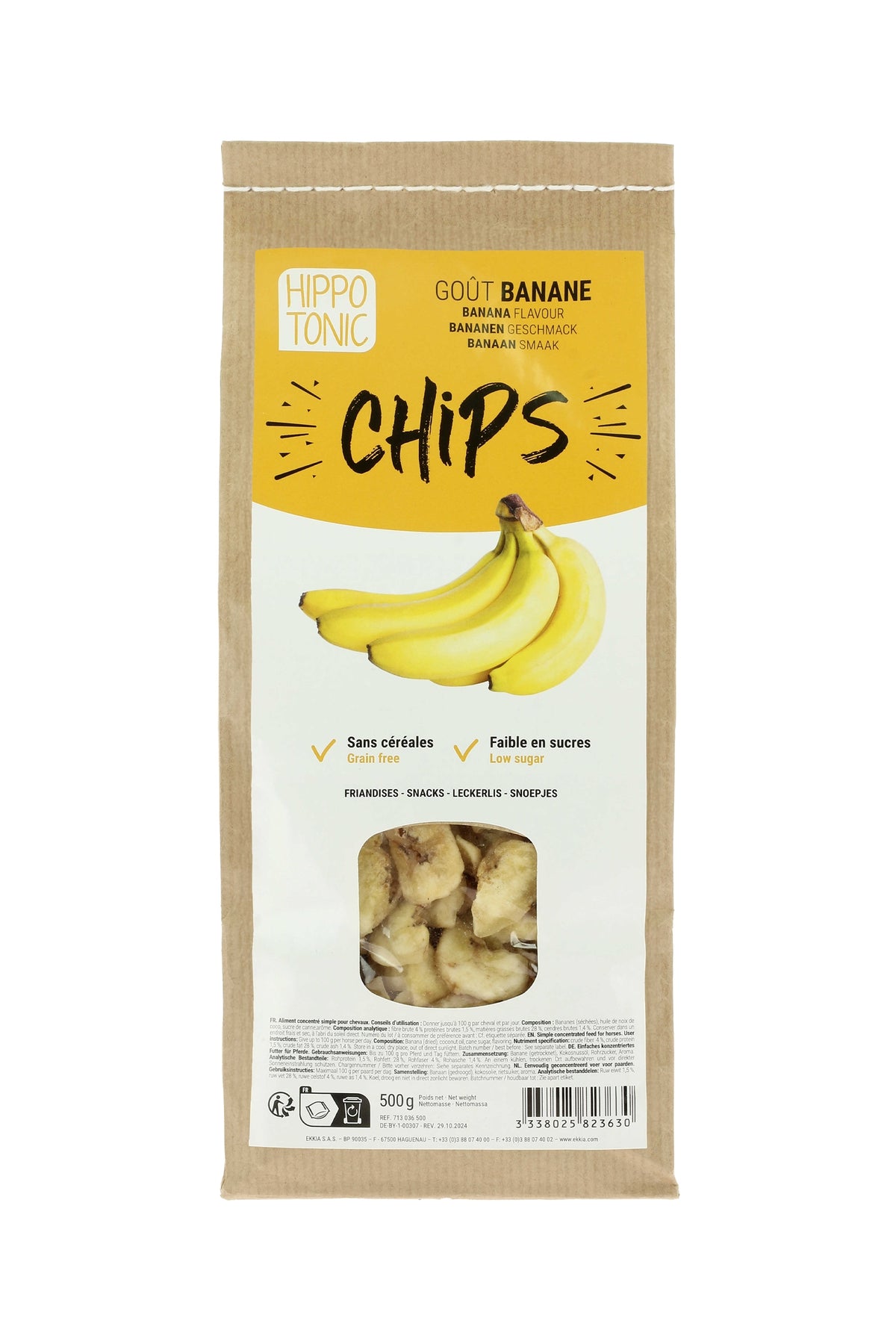HIPPOTONIC banane chips pour chevaux, 500 g Horse Feed & Nutrition