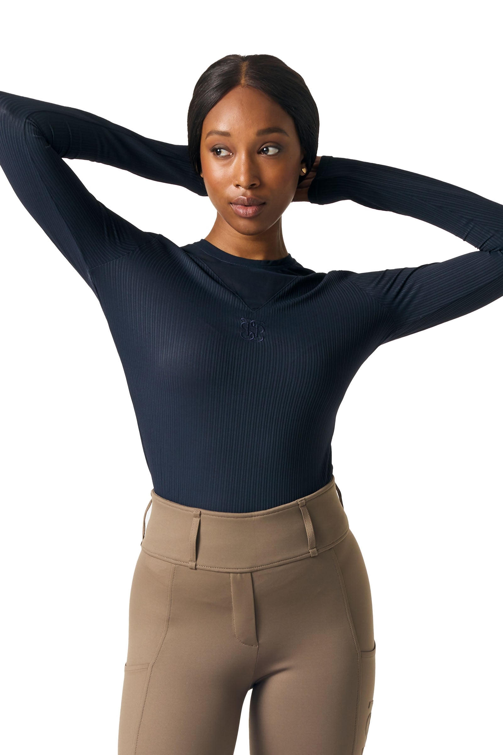 PS of Sweden Leandra L/S Gestreept Mesh Shirt Dames paardrijkleding