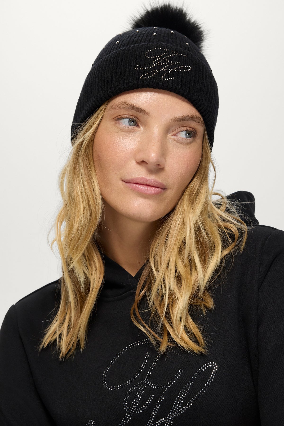 Tommy Hilfiger Equestrian Daly Women Rhinestone Pom Pom Beanie (Set of 2) Accessories