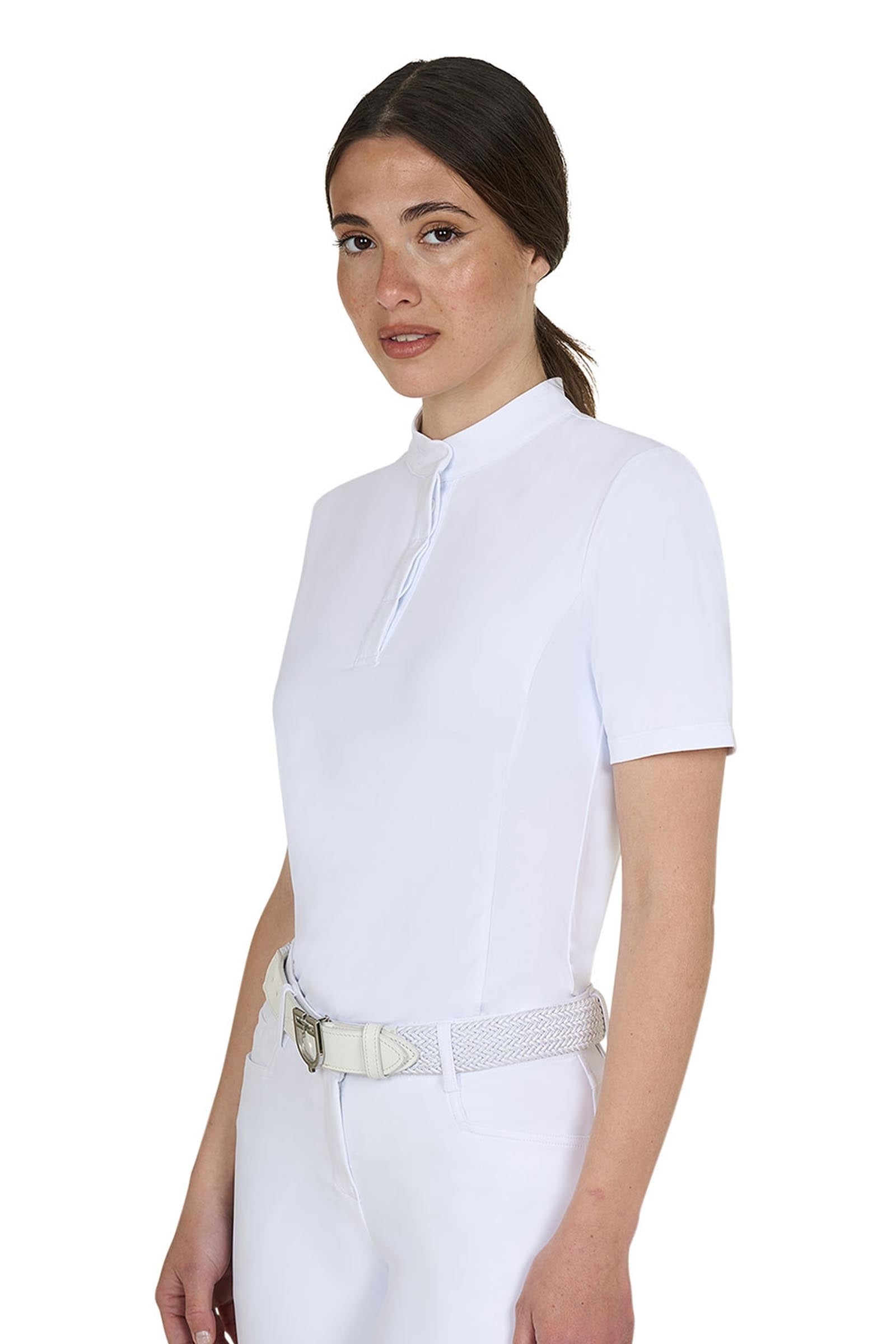 Equestro SS2026 Women's Basic Competition Polo Shirt SS Buttons Dames paardrijkleding