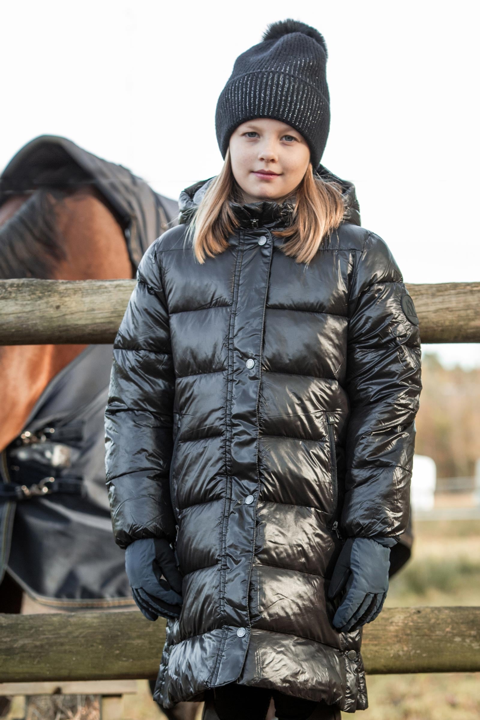 Mountain Horse Irma lange gewatteerde jas voor kinderen Kinder paardrijkleding