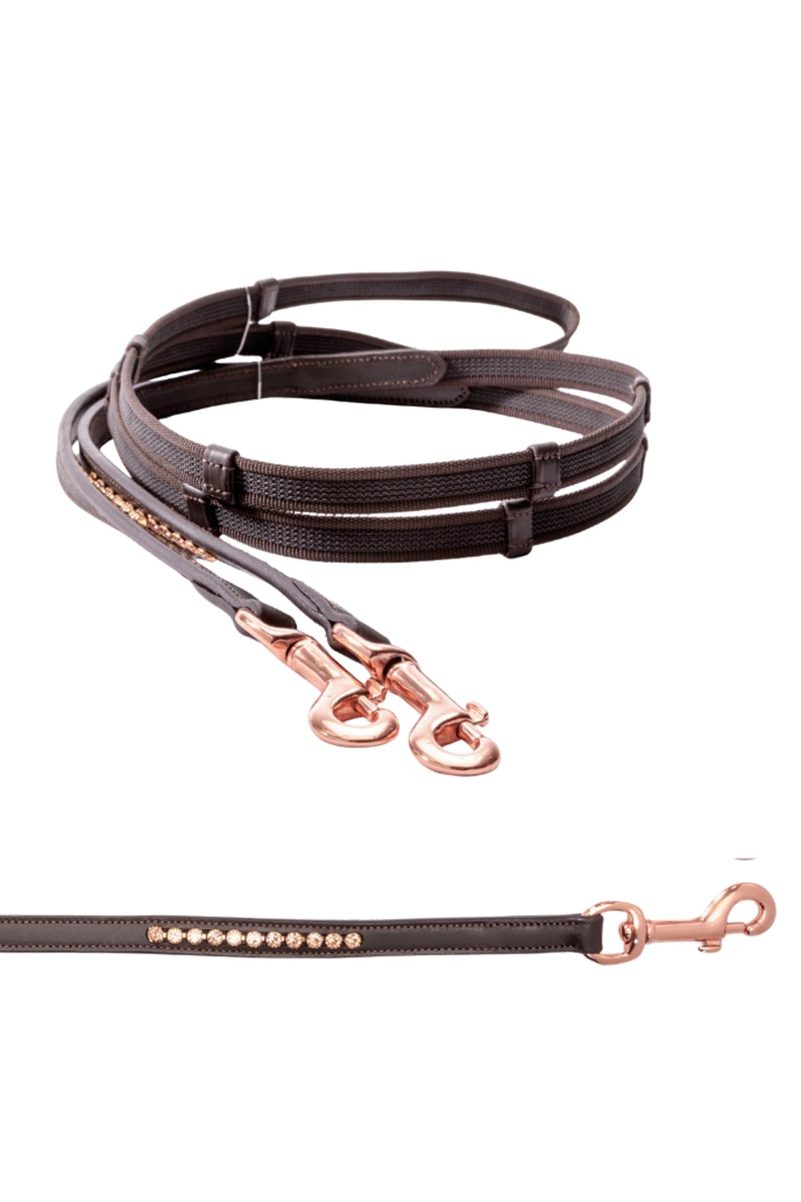 Kavalkade Rubberised Reins Icelandic With Carabiner and 5 Stops, 16 mm Bridles & Reins