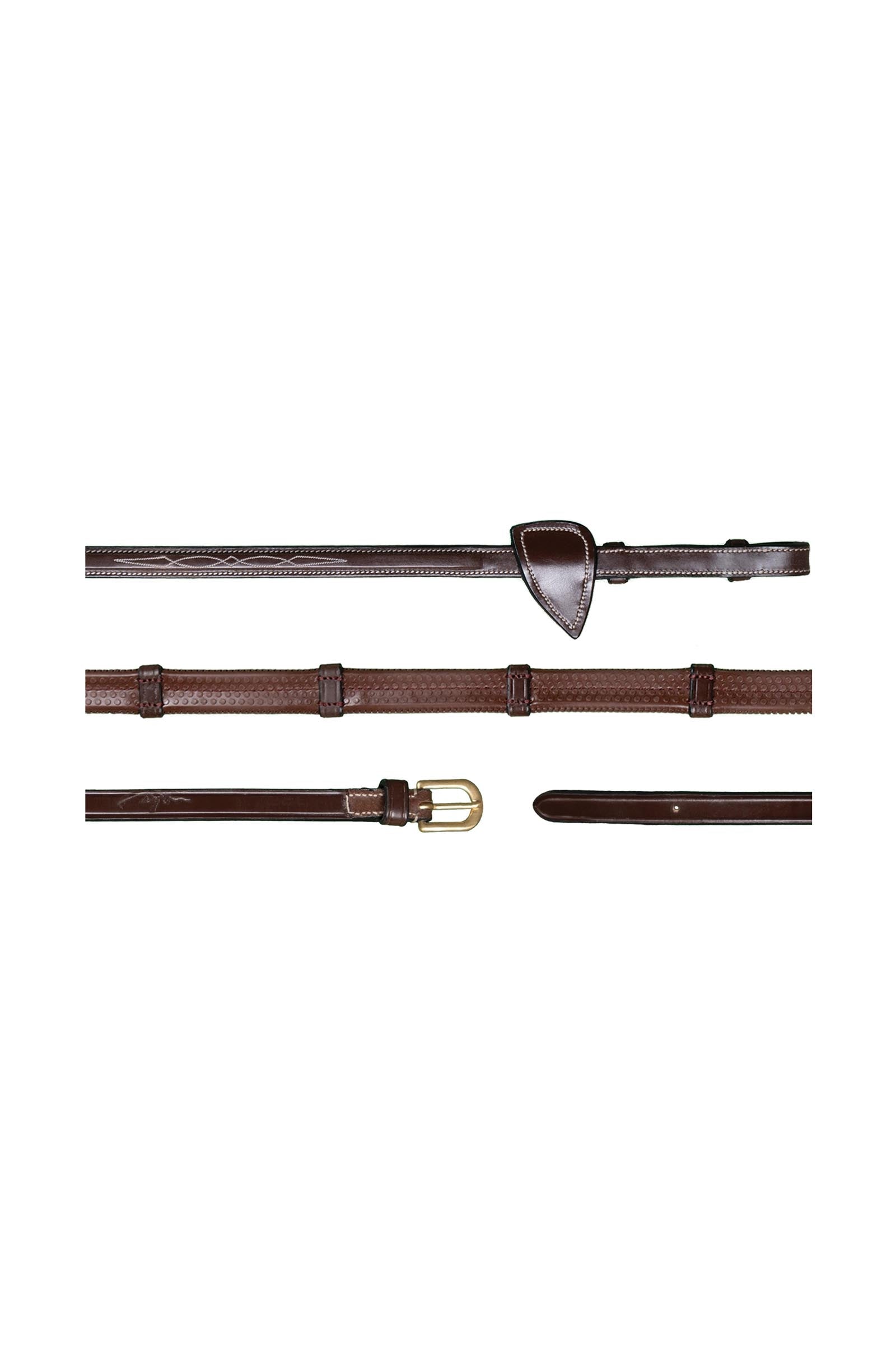 Dy'on D Collection rubber teugels (13 mm) met 7 lederen stops Hoofdstellen & Teugels