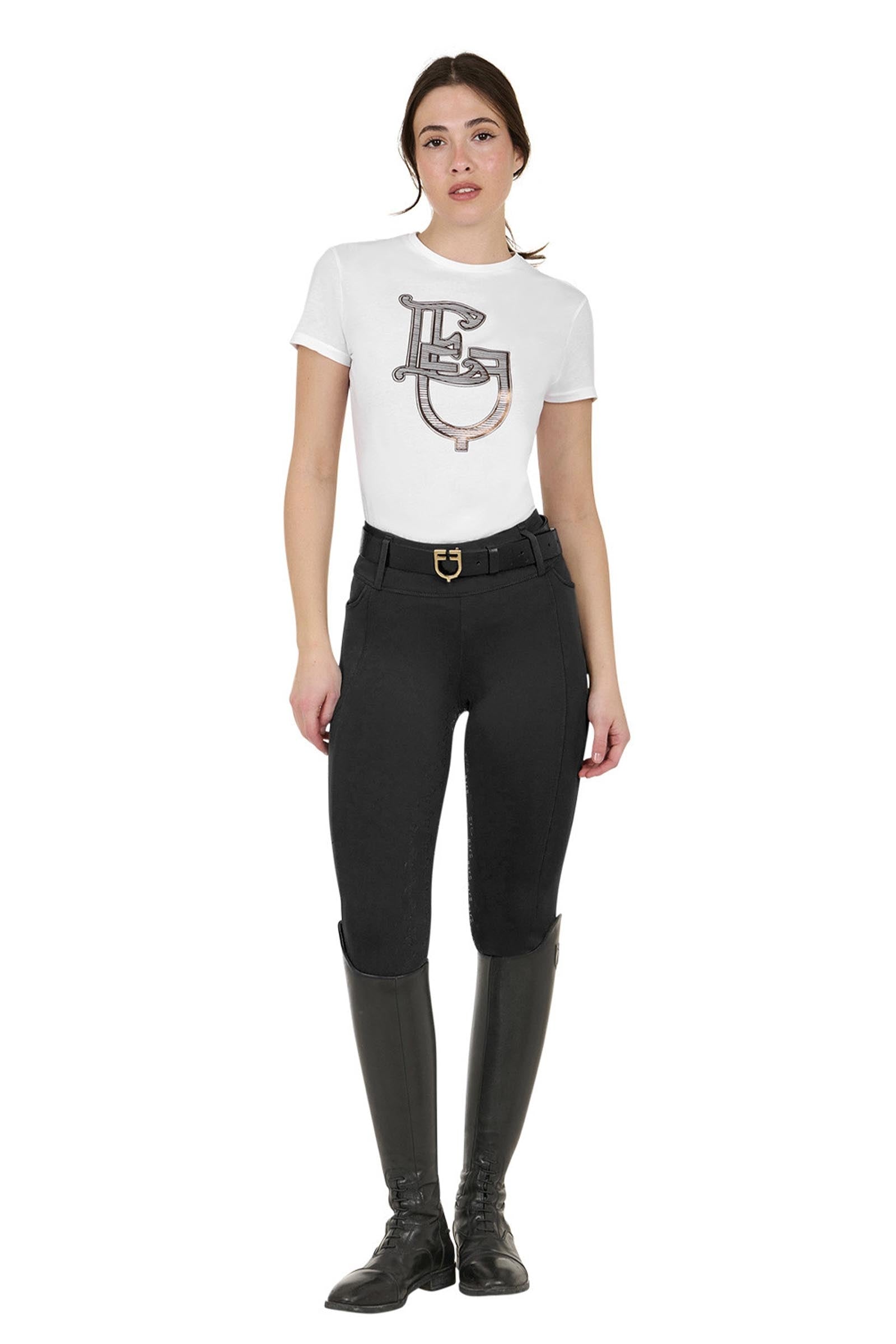 Equestro Women's High-waisted Leggings Full Grip With Belt Loops Womens Breeches
