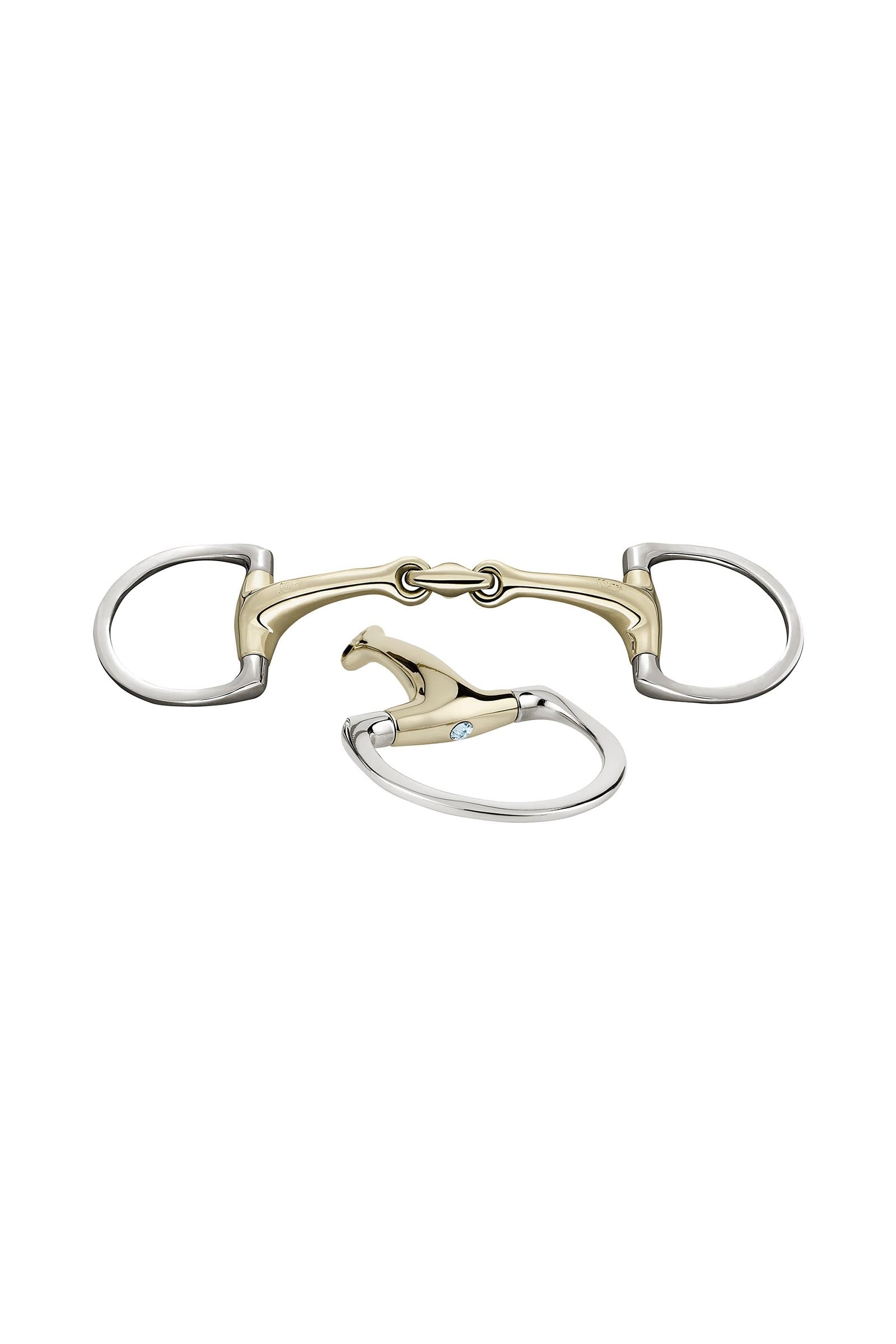 Sprenger Dynamic RS olijvenkopbit D ringen, dubbel gebroken, 16 mm, Sensogan, met kristallen Bitten