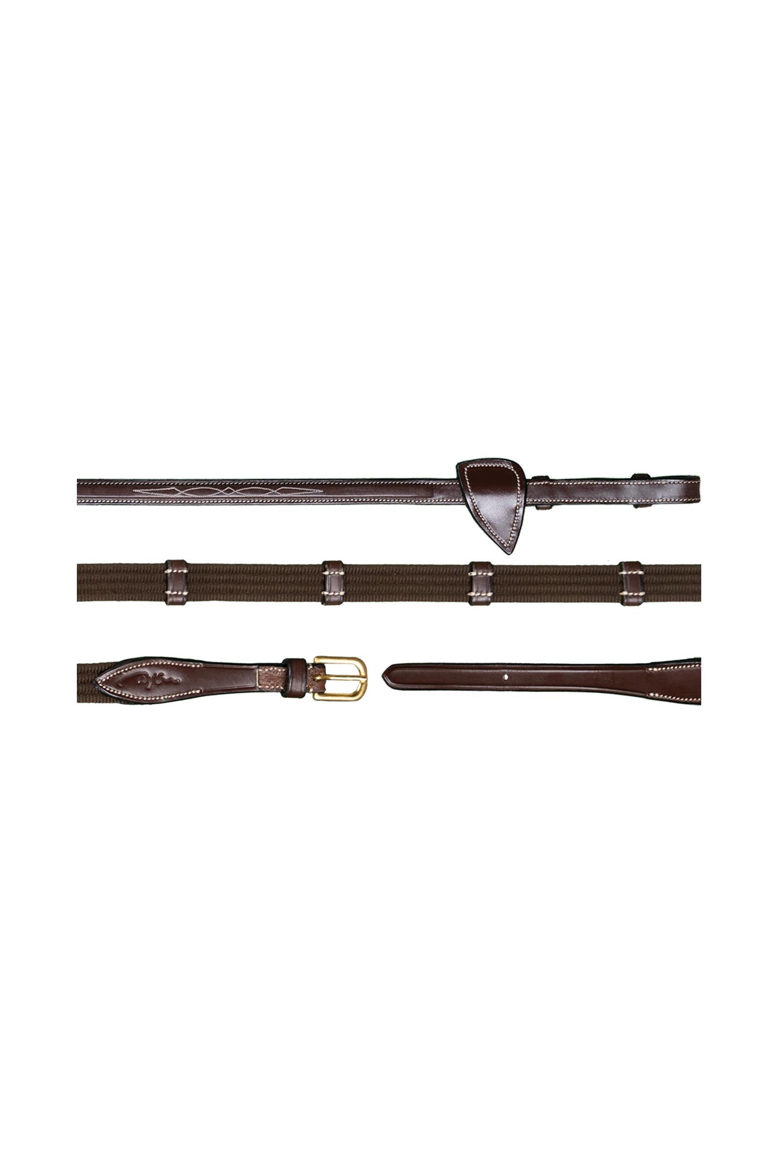 Dy'on D Collection geweven teugels (16 mm) met 9 lederen stops Hoofdstellen & Teugels