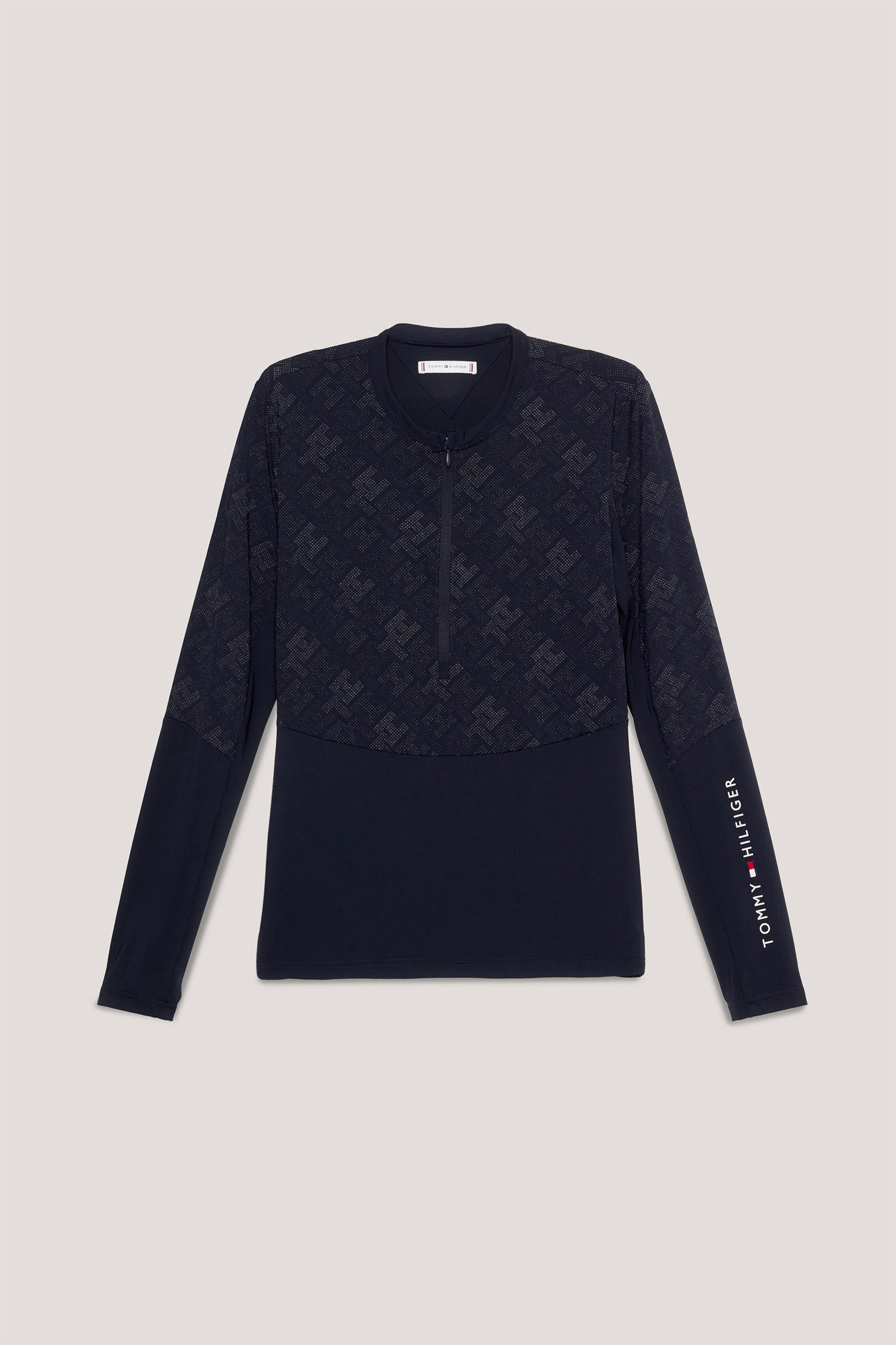 Tommy Hilfiger Equestrian Keulen Reflecterende lange mouwen 1/4 rits Trainingstop Dames paardrijkleding