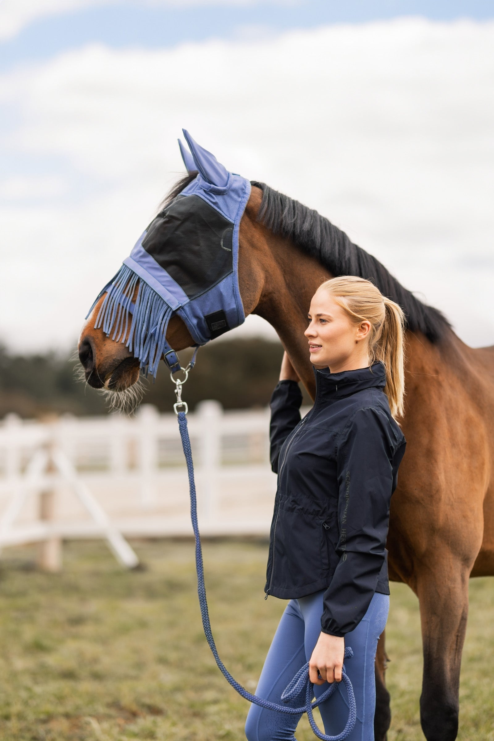 Horze Fly Mask with Fringed Nose Antifly Protection for Horses