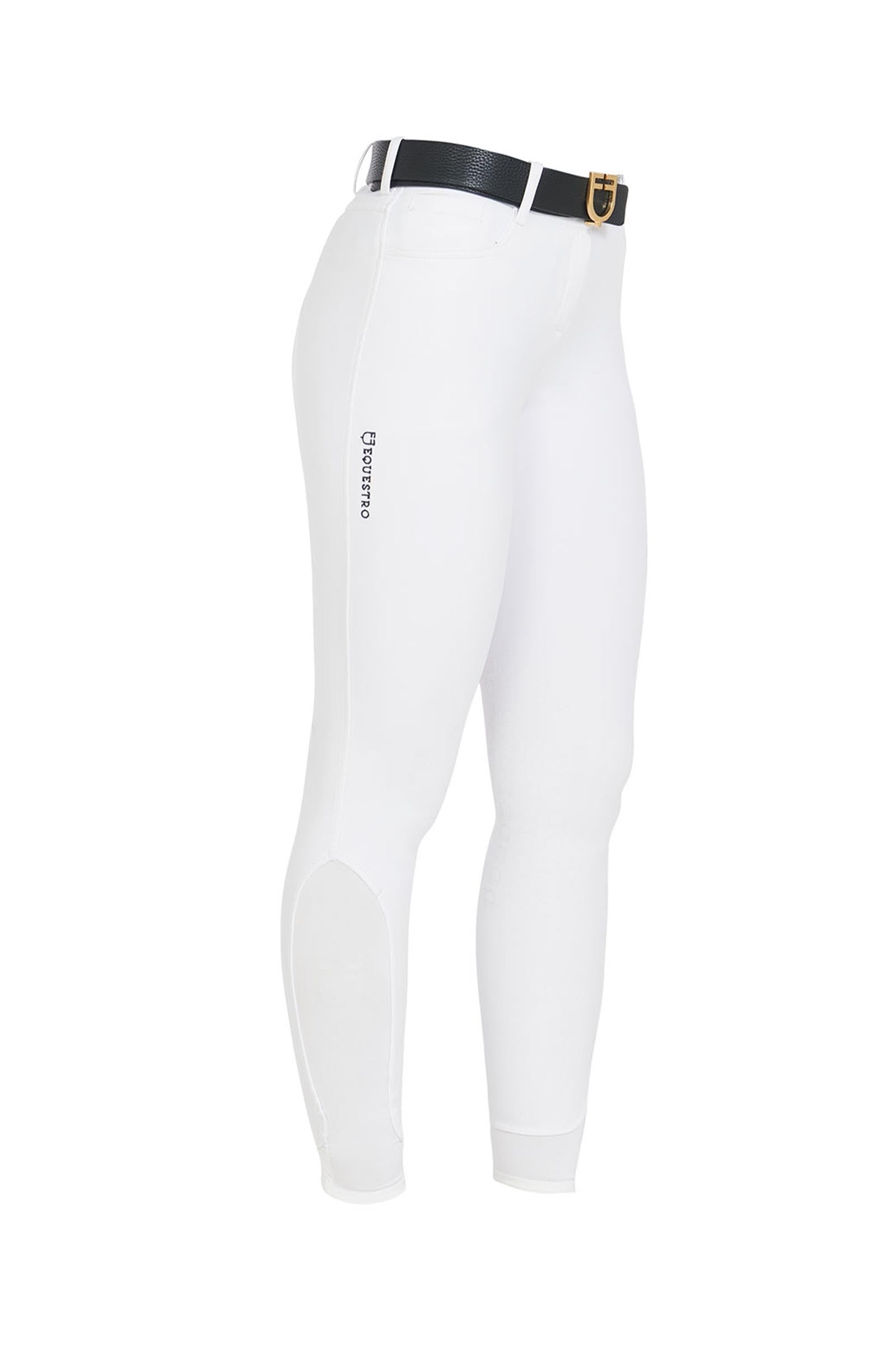 Equestro Women's Slim Fit Knee Grip Breeches With Logo Womens Breeches